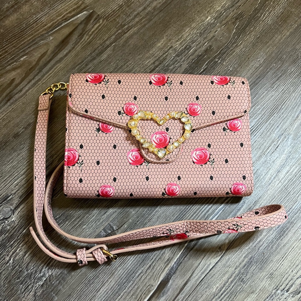 Betsey Johnson Rose Print Clutch